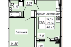 1-к. квартира, 40.77 м², 2/8 эт.