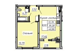 1-к. квартира, 40.86 м², 2/8эт.