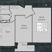 2-к. квартира, 56,3 м², 10/10 эт.